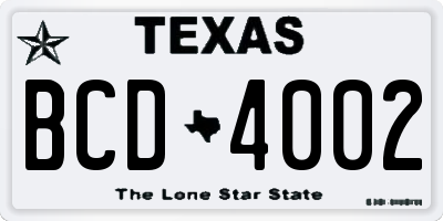 TX license plate BCD4002