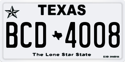 TX license plate BCD4008