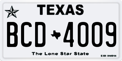 TX license plate BCD4009