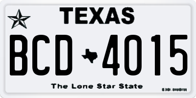 TX license plate BCD4015