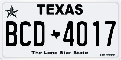 TX license plate BCD4017