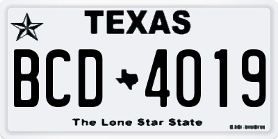TX license plate BCD4019