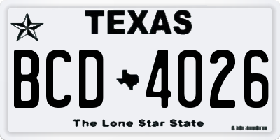 TX license plate BCD4026