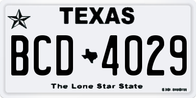 TX license plate BCD4029