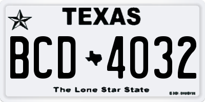 TX license plate BCD4032