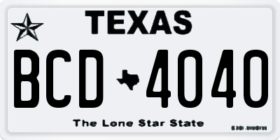 TX license plate BCD4040