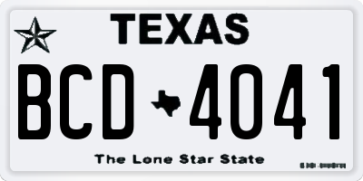 TX license plate BCD4041