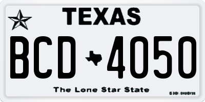 TX license plate BCD4050