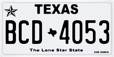 TX license plate BCD4053