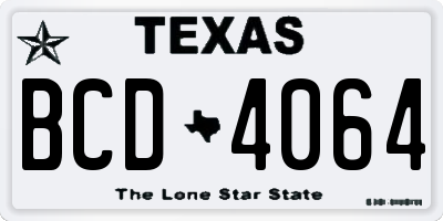 TX license plate BCD4064