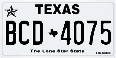 TX license plate BCD4075