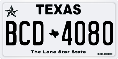 TX license plate BCD4080