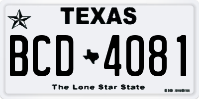 TX license plate BCD4081