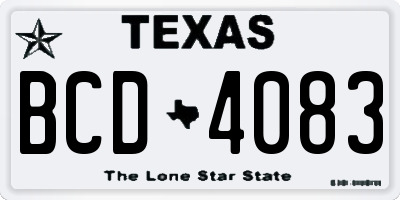 TX license plate BCD4083