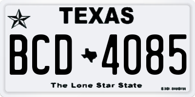 TX license plate BCD4085