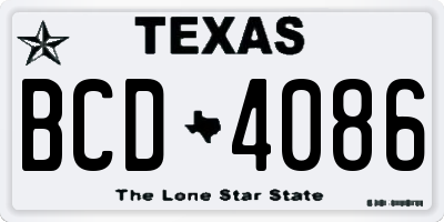 TX license plate BCD4086