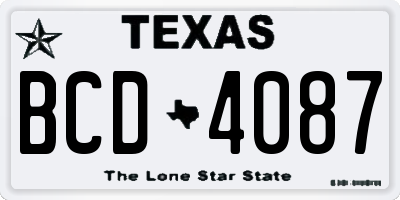 TX license plate BCD4087