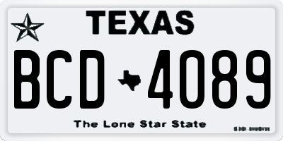 TX license plate BCD4089