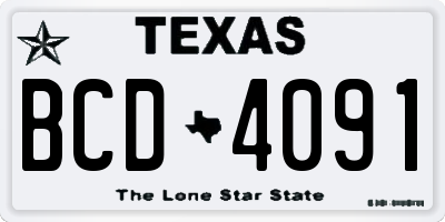 TX license plate BCD4091