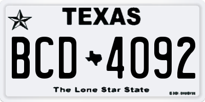 TX license plate BCD4092