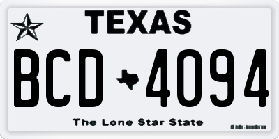 TX license plate BCD4094