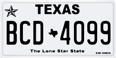 TX license plate BCD4099