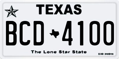 TX license plate BCD4100