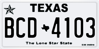 TX license plate BCD4103