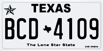 TX license plate BCD4109