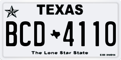 TX license plate BCD4110