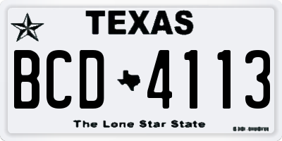 TX license plate BCD4113