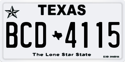 TX license plate BCD4115
