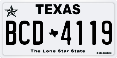 TX license plate BCD4119