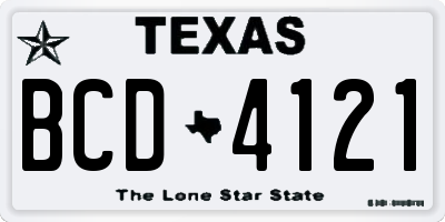 TX license plate BCD4121