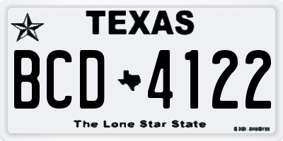 TX license plate BCD4122