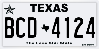 TX license plate BCD4124