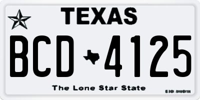 TX license plate BCD4125