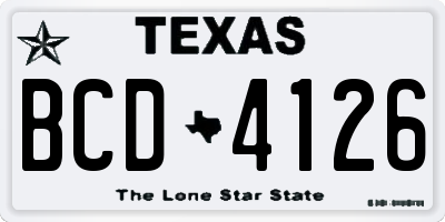 TX license plate BCD4126