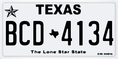 TX license plate BCD4134