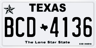 TX license plate BCD4136