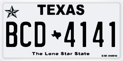TX license plate BCD4141