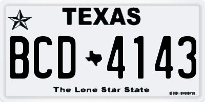 TX license plate BCD4143