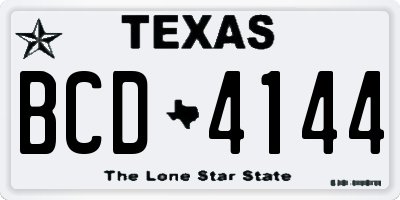 TX license plate BCD4144