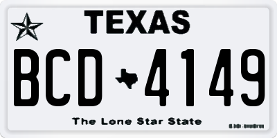TX license plate BCD4149