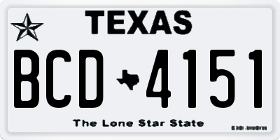 TX license plate BCD4151