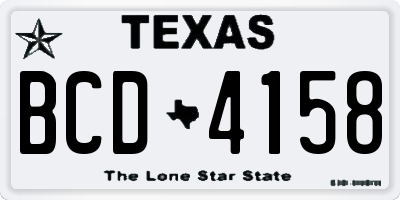 TX license plate BCD4158