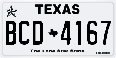 TX license plate BCD4167