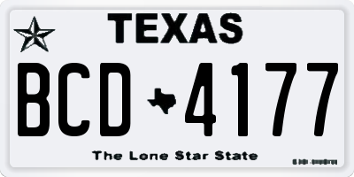 TX license plate BCD4177