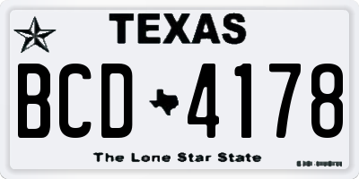 TX license plate BCD4178