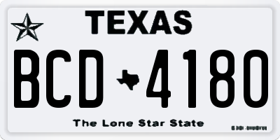 TX license plate BCD4180